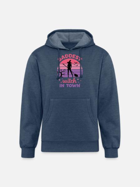 Baddest Witch In Town - Unisex Organic Hoodie - heather navy