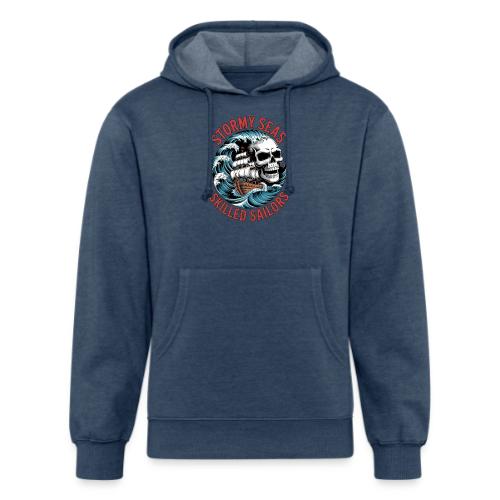 Stormy Seas Skull Pirate Ship Nautical Ocean Waves - Unisex Organic Hoodie