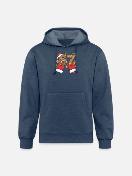 Holiday Gingerbread 6 7 Meme - Unisex Organic Hoodie - heather navy