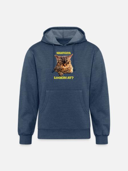 Whatchya Lookin At Cat - Unisex Organic Hoodie - heather navy