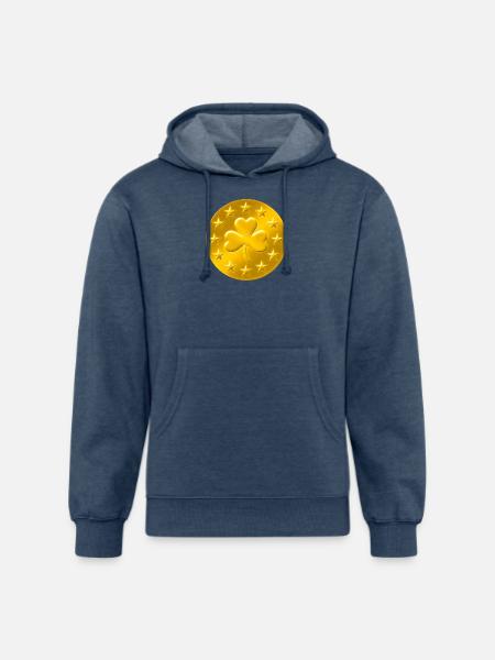 Lucky Shamrock Coin - Unisex Organic Hoodie - heather navy