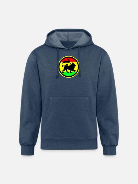 Rasta Lion - Unisex Organic Hoodie - heather navy