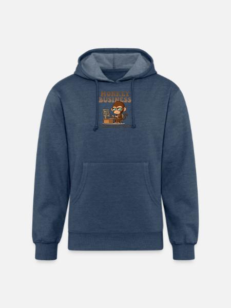 Monkey Business Aesthetic with Quote - Unisex Organic Hoodie - heather navy