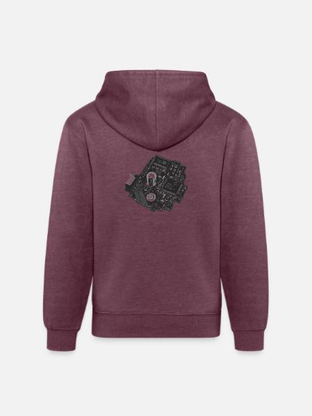 Circuitboard Noir - Unisex Organic Hoodie - heather burgundy