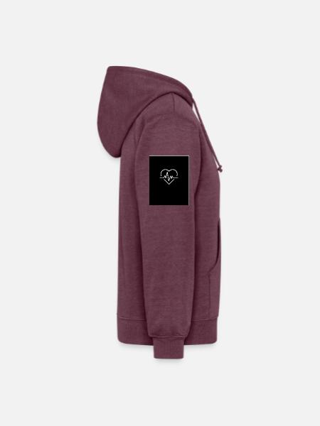 Heartbeat Minimal Line Heart - Unisex Organic Hoodie - heather burgundy