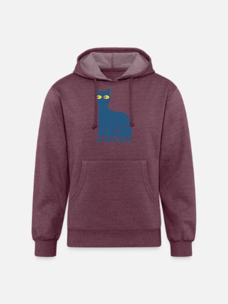 Le Chat Bleu - Blue Cat - Unisex Organic Hoodie - heather burgundy