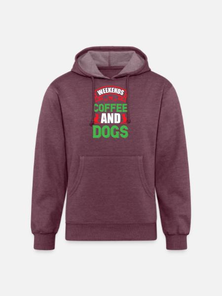Weekends Coffee And Dogs - Unisex Organic Hoodie - heather burgundy