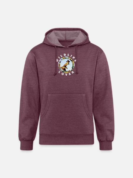 Wildlife Lover Blue Sky Giraffes - Unisex Organic Hoodie - heather burgundy