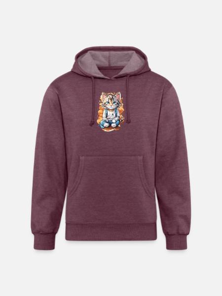 Cute Cat - Unisex Organic Hoodie - heather burgundy