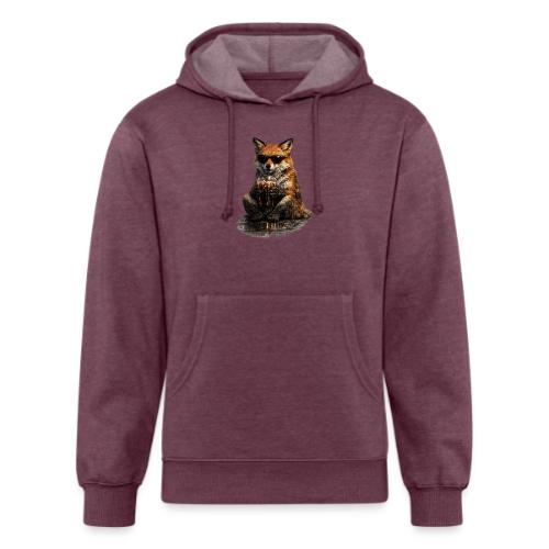 Cool Red Fox Wearing Sunglasses Drinking Coffee - Unisex Organic Hoodie