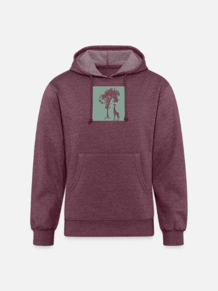 Giraffe Tree Silhouette Nature - Unisex Organic Hoodie - heather burgundy