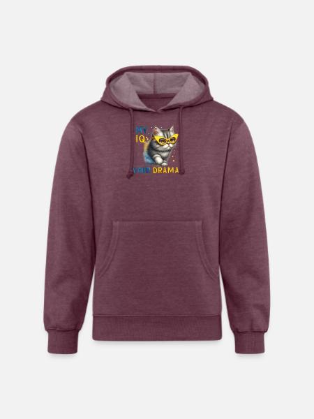 My IQ Your Drama Cat - Unisex Organic Hoodie - heather burgundy