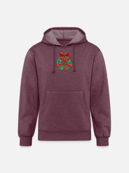 New Year Wreath - Unisex Organic Hoodie - heather burgundy