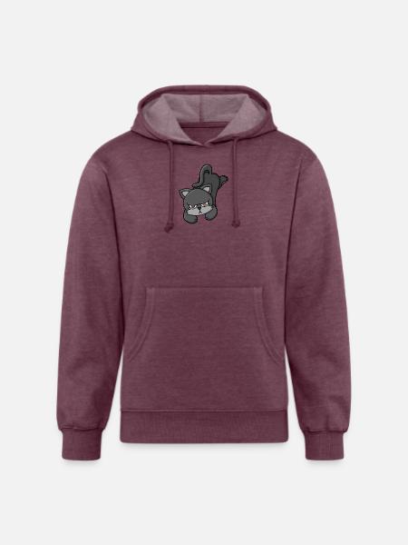 Grouchy Grey Cat - Unisex Organic Hoodie - heather burgundy