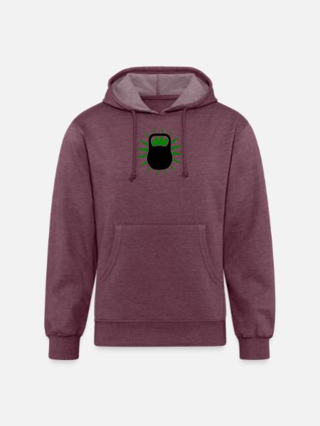 Green Sunburst Kettlebell Emblem - Unisex Organic Hoodie - heather burgundy