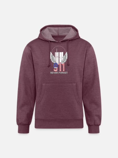 911 Never forget wings - Unisex Organic Hoodie - heather burgundy