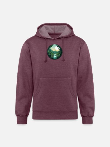 Moonlit Forest Valley - Unisex Organic Hoodie - heather burgundy