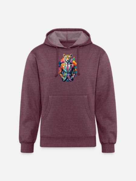 Cheetah in suit - Unisex Organic Hoodie - heather burgundy