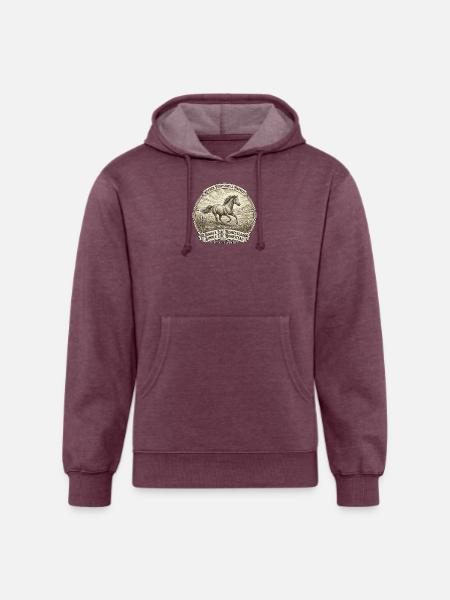 Rustic Horse Homestead Emblem - Unisex Organic Hoodie - heather burgundy
