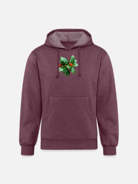 Holly With Berries - Unisex Organic Hoodie - heather burgundy