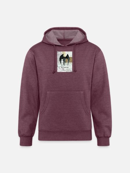 Mothman Newspaper Collage - Unisex Organic Hoodie - heather burgundy