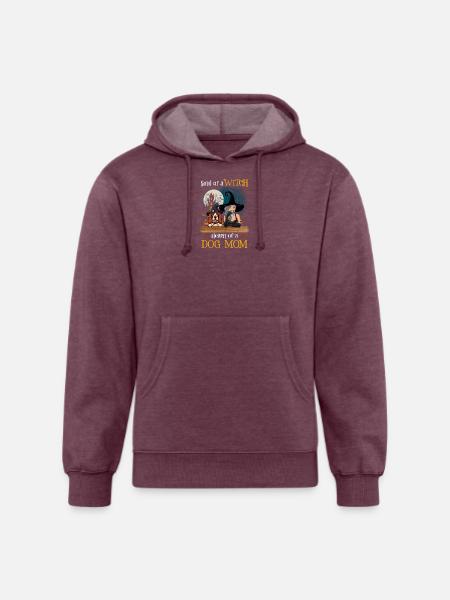 Witch Dog Mom Heart - Unisex Organic Hoodie - heather burgundy