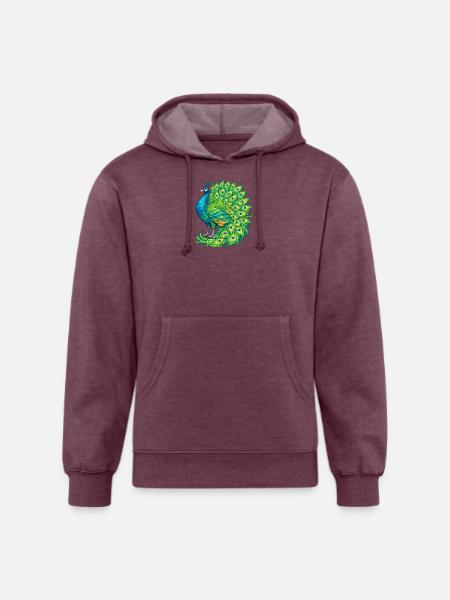 Vivid Peacock Cascade - Unisex Organic Hoodie - heather burgundy
