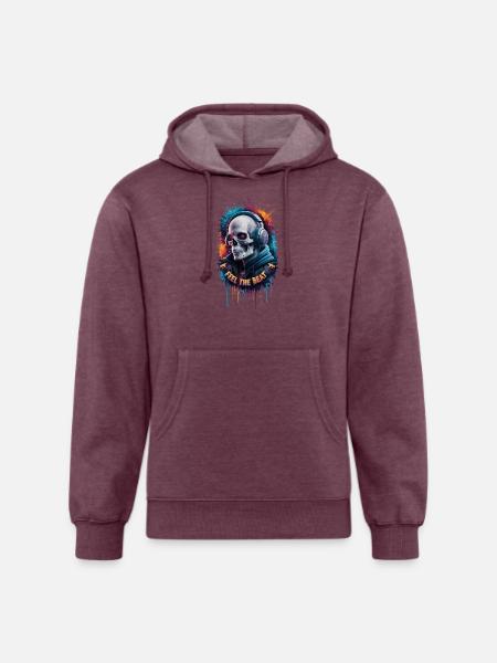 Skull Beats Neon Splash - Unisex Organic Hoodie - heather burgundy