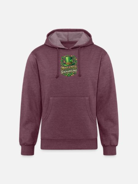 Leprechaun Hat Shenanigans - Unisex Organic Hoodie - heather burgundy