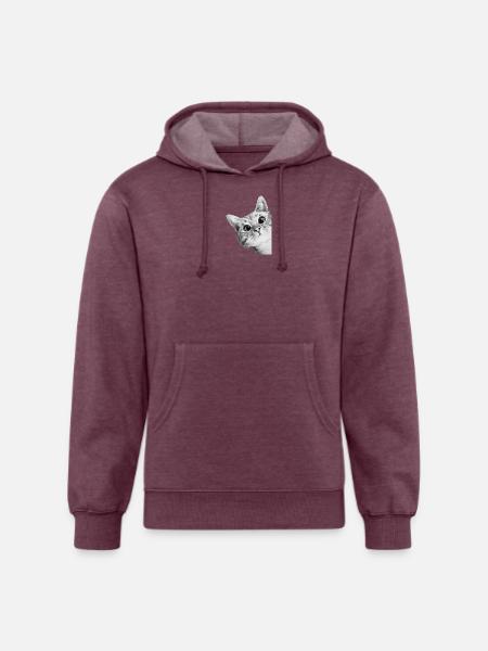 Curious Kitten Mono Sketch - Unisex Organic Hoodie - heather burgundy