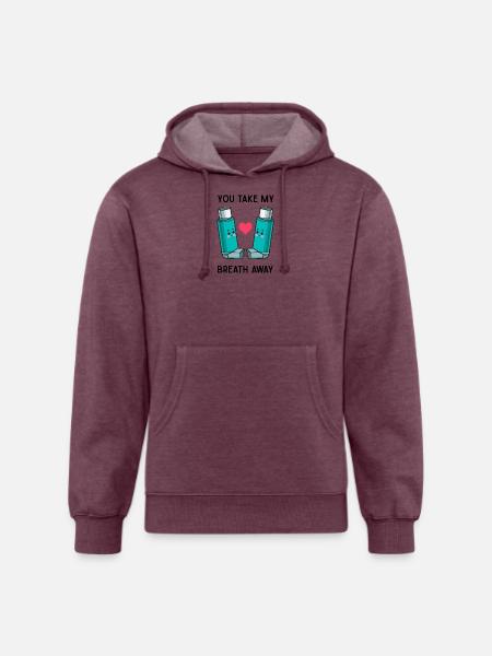 Funny Asthma Inhalers Love T-Shirt - Unisex Organic Hoodie - heather burgundy