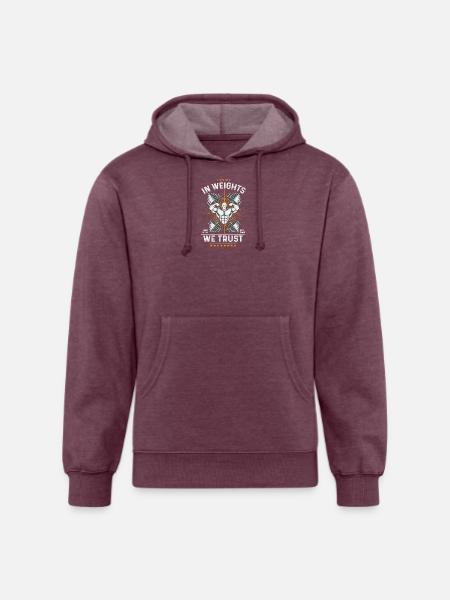 Weights We Trust Gym Emblem - Unisex Organic Hoodie - heather burgundy