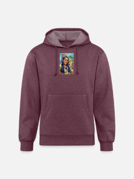 Bluehair City Portrait - Unisex Organic Hoodie - heather burgundy