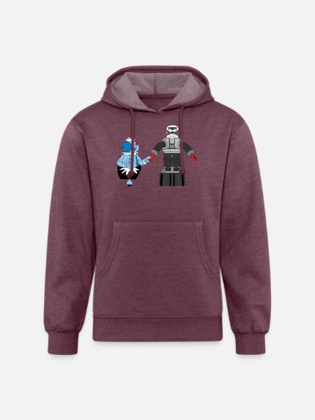 Rosie and Lost in Space Robot - Unisex Organic Hoodie - heather burgundy