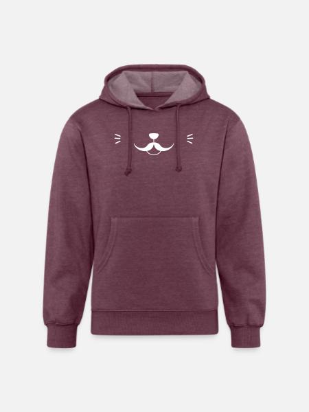 Moustache Cat Face - Unisex Organic Hoodie - heather burgundy