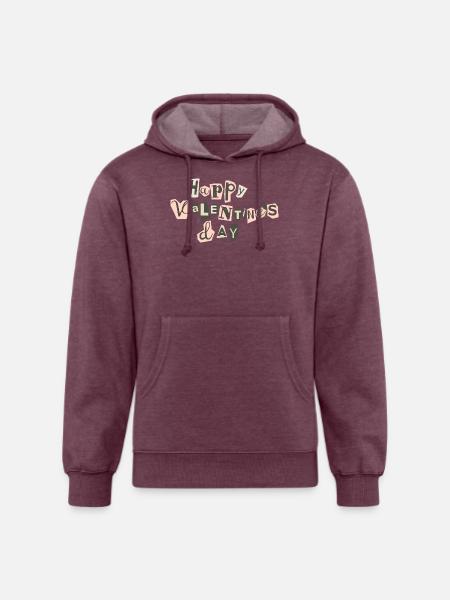 Valentine's Day Collage Letter Print - Unisex Organic Hoodie - heather burgundy