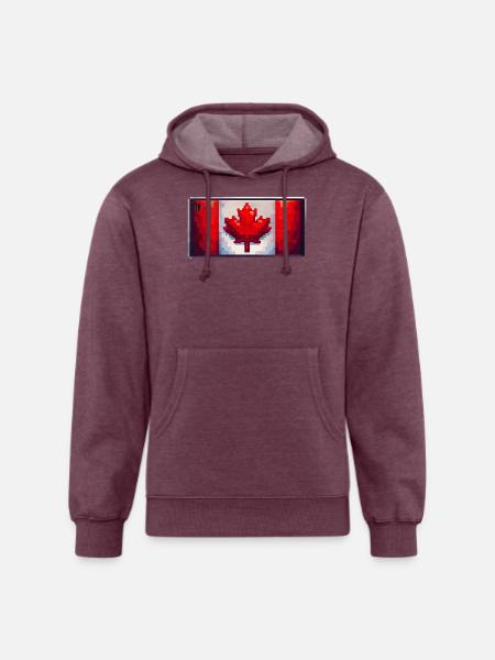Pixel Maple Flag - Unisex Organic Hoodie - heather burgundy