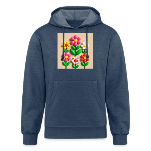 3D Flowers and Butterflies in Amber, Floral Design - Unisex Organic Hoodie