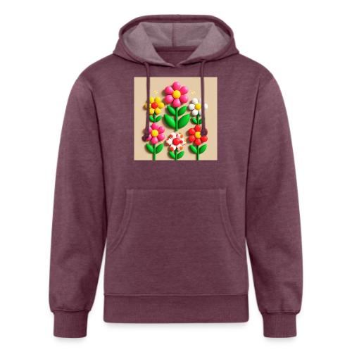 3D Flowers and Butterflies in Amber, Floral Design - Unisex Organic Hoodie