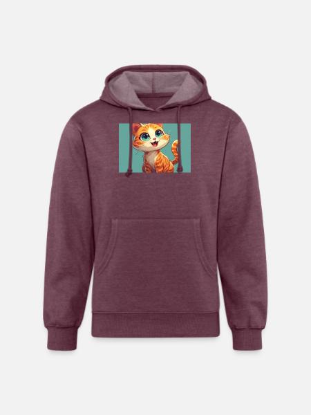 Happy Orange Tabby Kitten - Unisex Organic Hoodie - heather burgundy
