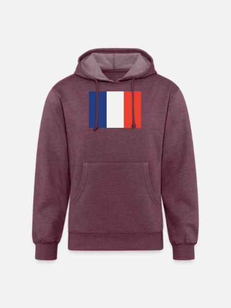 Vertical French Flag Trio - Unisex Organic Hoodie - heather burgundy