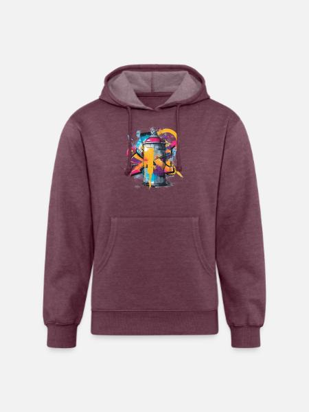 Vibrant Graffiti Spray Can Artwork - Unisex Organic Hoodie - heather burgundy