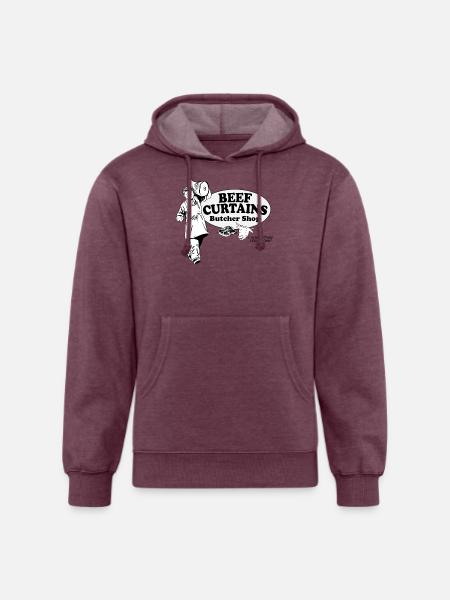 Beef Curtains Butcher Shop - Unisex Organic Hoodie - heather burgundy