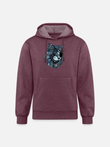 blue cat - Unisex Organic Hoodie - heather burgundy