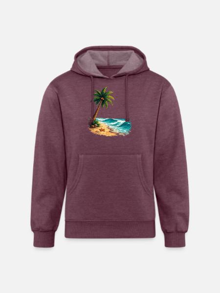 Tropical Palm Tree Beach Summer T-Shirt - Unisex Organic Hoodie - heather burgundy