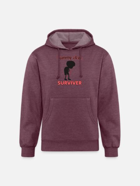 TUMMY ACHE SURVIVER - Unisex Organic Hoodie - heather burgundy