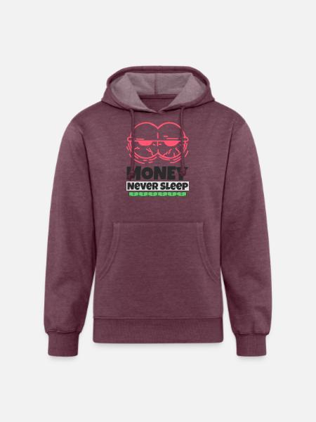 Money Never Sleep - Unisex Organic Hoodie - heather burgundy