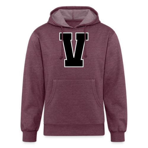 Varsity Letter V Athletic Alphabet Graphic - Unisex Organic Hoodie