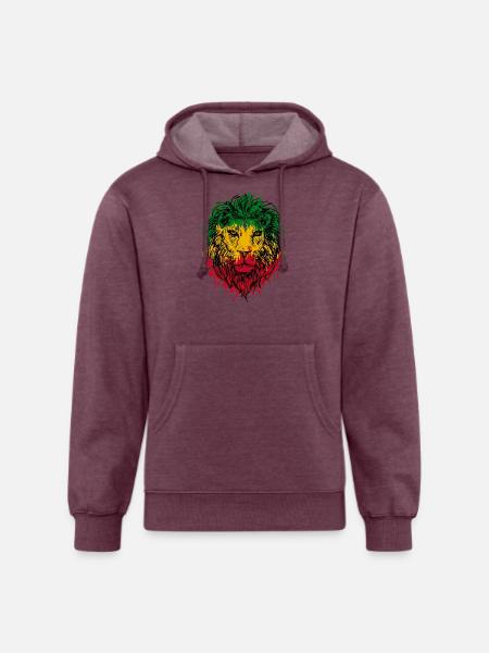 Africa map rasta lion - Unisex Organic Hoodie - heather burgundy