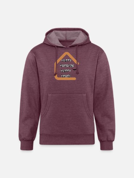HAPPY HUSBAND HAPPY HOUSE - Unisex Organic Hoodie - heather burgundy